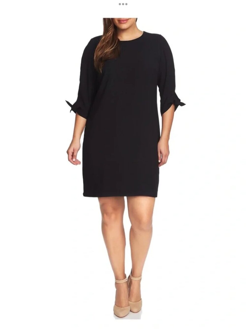 CeCe Classic Little Black Dress 3/4 Tie Sleeve Sheath